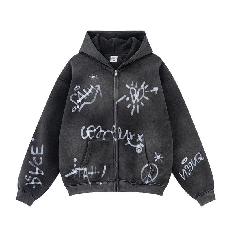 2025 Men s Winter Graffiti Hand-painted Hooded Zipper Velvet Hoodie Jacket Medium чорний
2025 Men s Winter Graffiti Hand-painted Hooded Zipper Velvet Hoodie Jacket Medium чорний