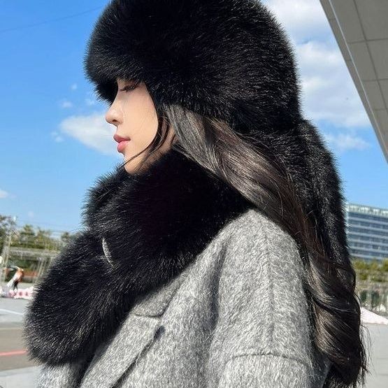 Зимняя новая шапка-шарф, теплая и холодостойкая универсальная шапка Scarf and hat чёрный