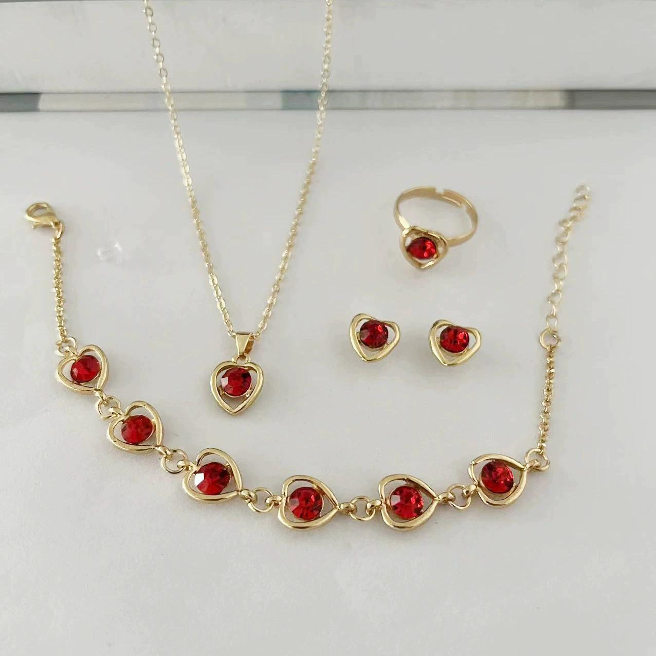 Heart Inlay Red Rhinestones Necklace Ring Bracelet Earrings for Women Zircon Sets Wedding Party Bridesmaid Elegant Zircon
Heart Inlay Red Rhinestones Necklace Ring Bracelet Earrings for Women Zircon Sets Wedding Party Bridesmaid Elegant Zircon