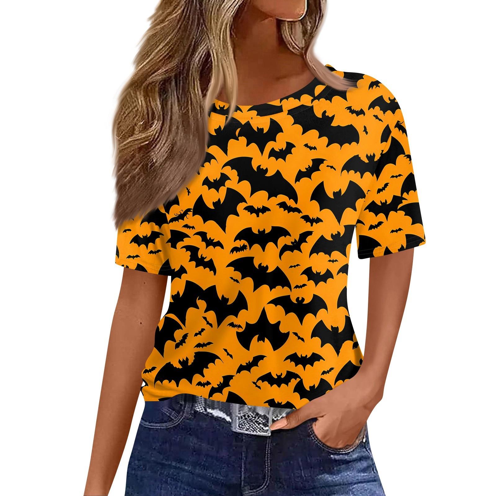 Женский модный повседневный пуловер с коротким рукавом и принтом на Хэллоуин, круглый вырез M оранжевый
Женский модный повседневный пуловер с коротким рукавом и принтом на Хэллоуин, круглый вырез M оранжевый