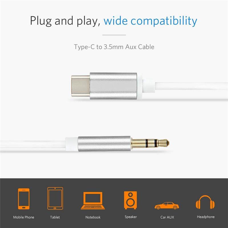 Type-C to 3.5mm Audio Cable Car Headphone Speaker Type C Converter Jack Aux Cord (Digital Version) Silver
Type-C to 3.5mm Audio Cable Car Headphone Speaker Type C Converter Jack Aux Cord (Digital Version) Silver