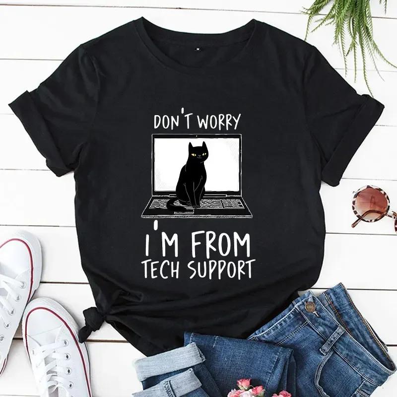 Im From Tech Support Dont Worry Funny Short Sleeve Tops Casual Ladies Fashion Tshirts Black Cat Graphic Tees Women Clothing S
Im From Tech Support Dont Worry Funny Short Sleeve Tops Casual Ladies Fashion Tshirts Black Cat Graphic Tees Women Clothing S