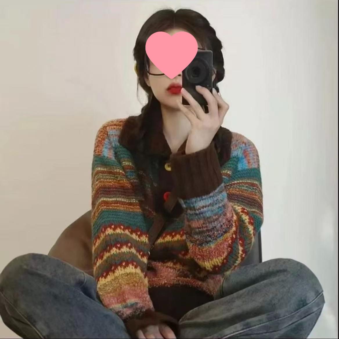 Korean Style Retro Colorful Striped Sweater - Loose Fit Knit Top for Autumn/Winter S (40-50 kg)
Korean Style Retro Colorful Striped Sweater - Loose Fit Knit Top for Autumn/Winter S (40-50 kg)