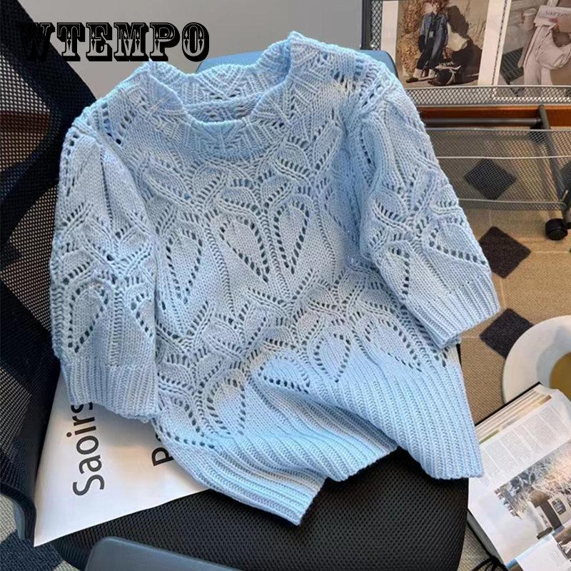 Летняя тонкая женская ажурная вязаная футболка с коротким рукавом, модная женская одежда, футболка
Летняя тонкая женская ажурная вязаная футболка с коротким рукавом, модная женская одежда, футболка