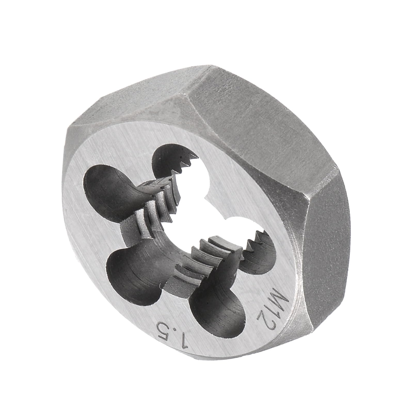 CoCud Hex Re-cutting Die, M12 x 1.5 Pitch, with 5 Tip Holes, Carbon Steel Cylindrical Pipe Threading Tool - (Application: Thread Repair)
CoCud Hex Re-cutting Die, M12 x 1.5 Pitch, with 5 Tip Holes, Carbon Steel Cylindrical Pipe Threading Tool - (Application: Thread Repair)