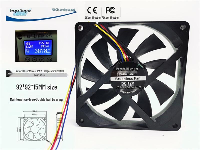 Pengda 9.2CM High Airflow 12V PWM Dual Ball Bearing Computer Case Cooling Fan
Pengda 9.2CM High Airflow 12V PWM Dual Ball Bearing Computer Case Cooling Fan