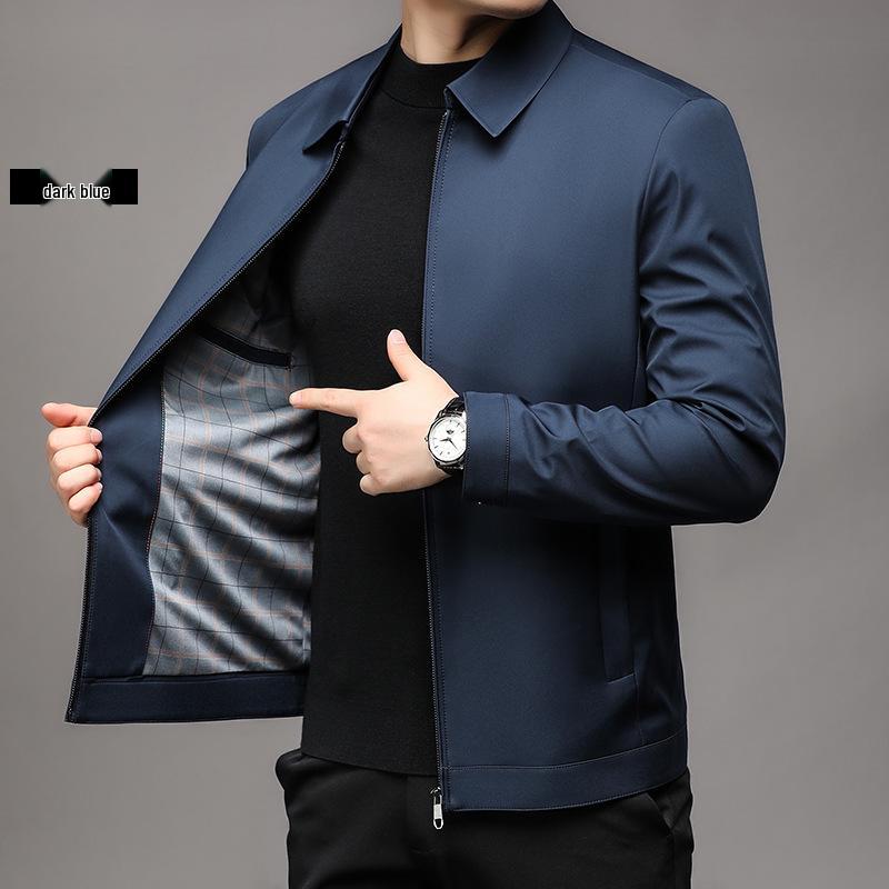 Brand Men s Simple Solid Color Lapel Jacket - Middle-Aged Father s Spring Autumn Casual Wear 175 (Recommended 115-130 jin) темно-синього кольору
Brand Men s Simple Solid Color Lapel Jacket - Middle-Aged Father s Spring Autumn Casual Wear 175 (Recommended 115-130 jin) темно-синього кольору