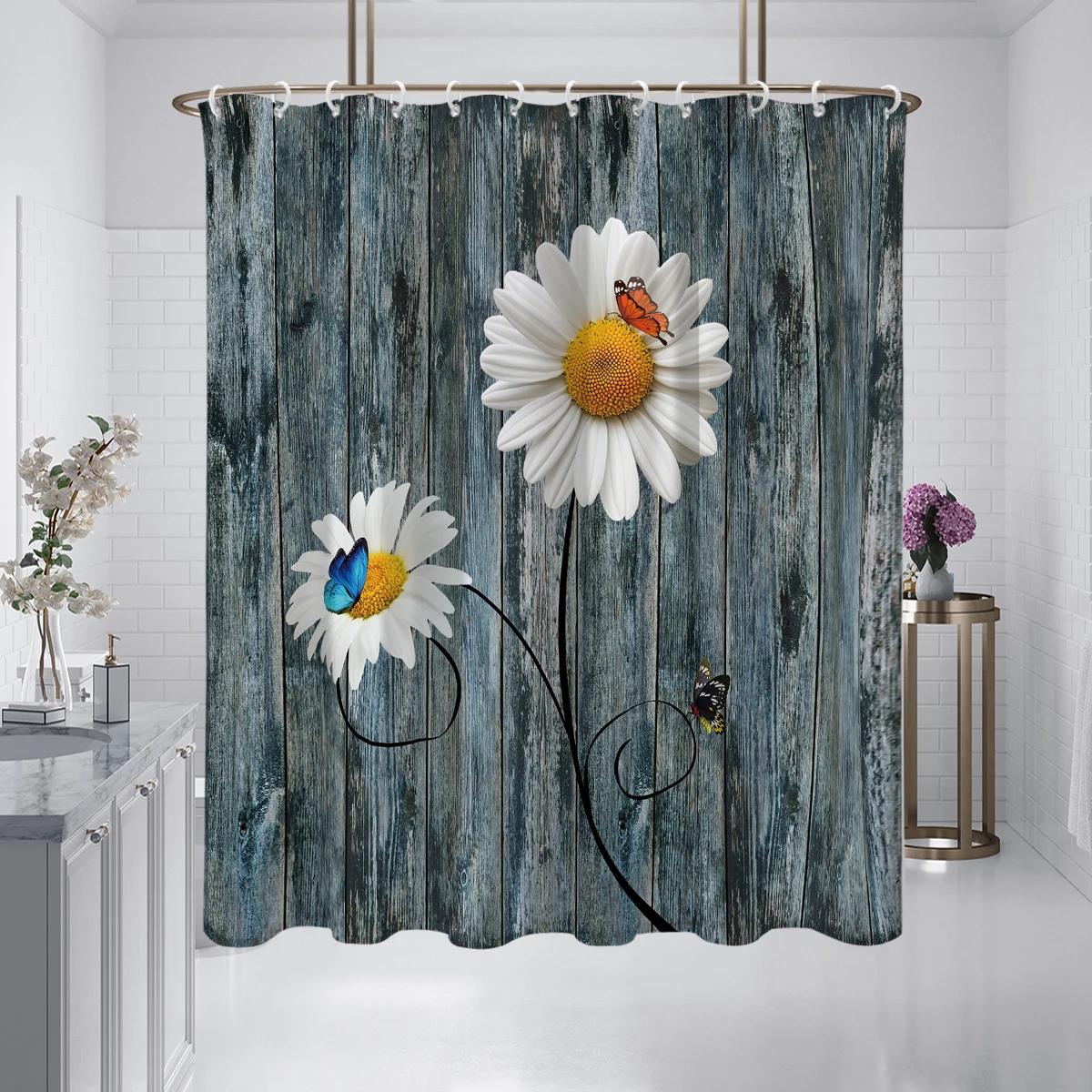 1 Piece Of 180X180Cm Wooden Board With Daisy Pattern Printed Shower Curtain Partition, Waterproof And Mold Resistant W60H190(CM)-1 Pcs
1 Piece Of 180X180Cm Wooden Board With Daisy Pattern Printed Shower Curtain Partition, Waterproof And Mold Resistant W60H190(CM)-1 Pcs