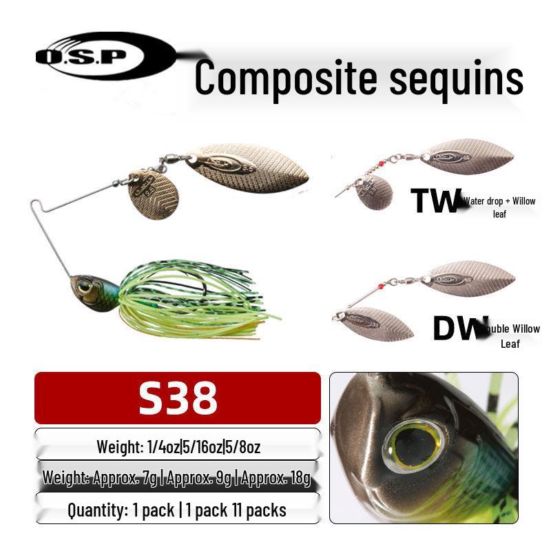 Japan OSP Metal Composite Spinner Bait HIGH PITCHER Water Drop Double Willow Leaf 7g/11g Bass Lure
Japan OSP Metal Composite Spinner Bait HIGH PITCHER Water Drop Double Willow Leaf 7g/11g Bass Lure