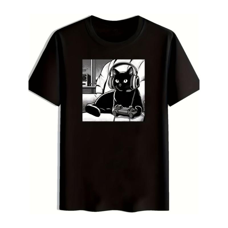 European Size Stylish Versatile T-Shirt | Men S Crew Neck Black Retro Game Cat Print-Double Support of Anime and Gaming Elements, Outstanding Texture 4XL чорний
European Size Stylish Versatile T-Shirt | Men S Crew Neck Black Retro Game Cat Print-Double Support of Anime and Gaming Elements, Outstanding Texture 4XL чорний