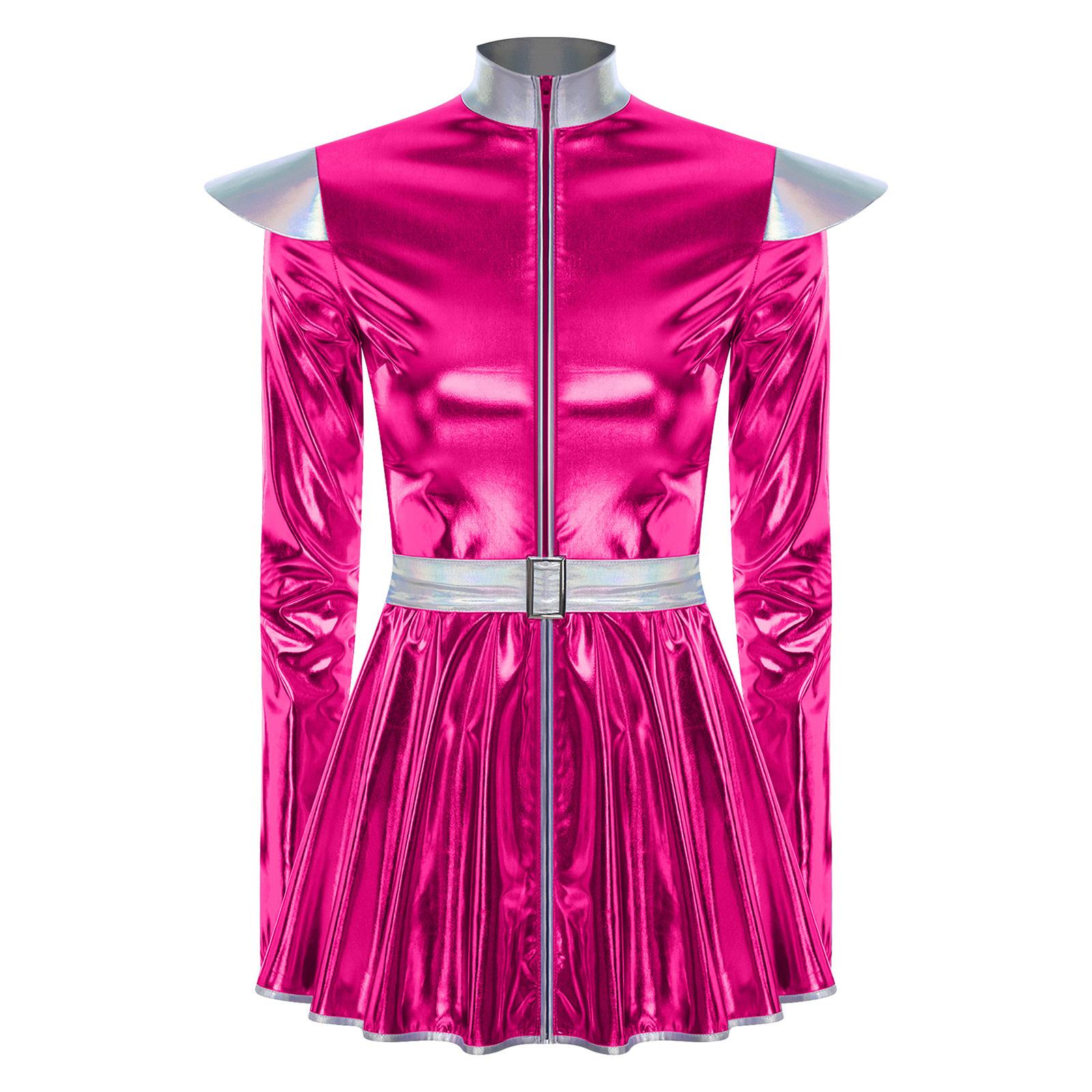 Жіночий костюм інопланетянки з довгими рукавами, сукня А-силуету із застібкою спереду, дизайн з поясом, блискучий металік, костюм робота з космосу L гарячі рожевого кольору
Жіночий костюм інопланетянки з довгими рукавами, сукня А-силуету із застібкою спереду, дизайн з поясом, блискучий металік, костюм робота з космосу L гарячі рожевого кольору