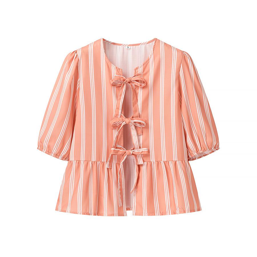 2025 Summer Vertical Stripe Bow Tie Women s Shirt - Short Sleeve, European & American Style Medium оранжевый
2025 Summer Vertical Stripe Bow Tie Women s Shirt - Short Sleeve, European & American Style Medium оранжевый