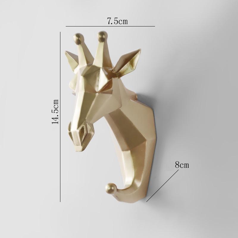 Украшение крючок для пальто животное голова оленя узор поделки из смолы без гвоздей вешалка для ключей настенные крючки для хранения Giraffe золотой
