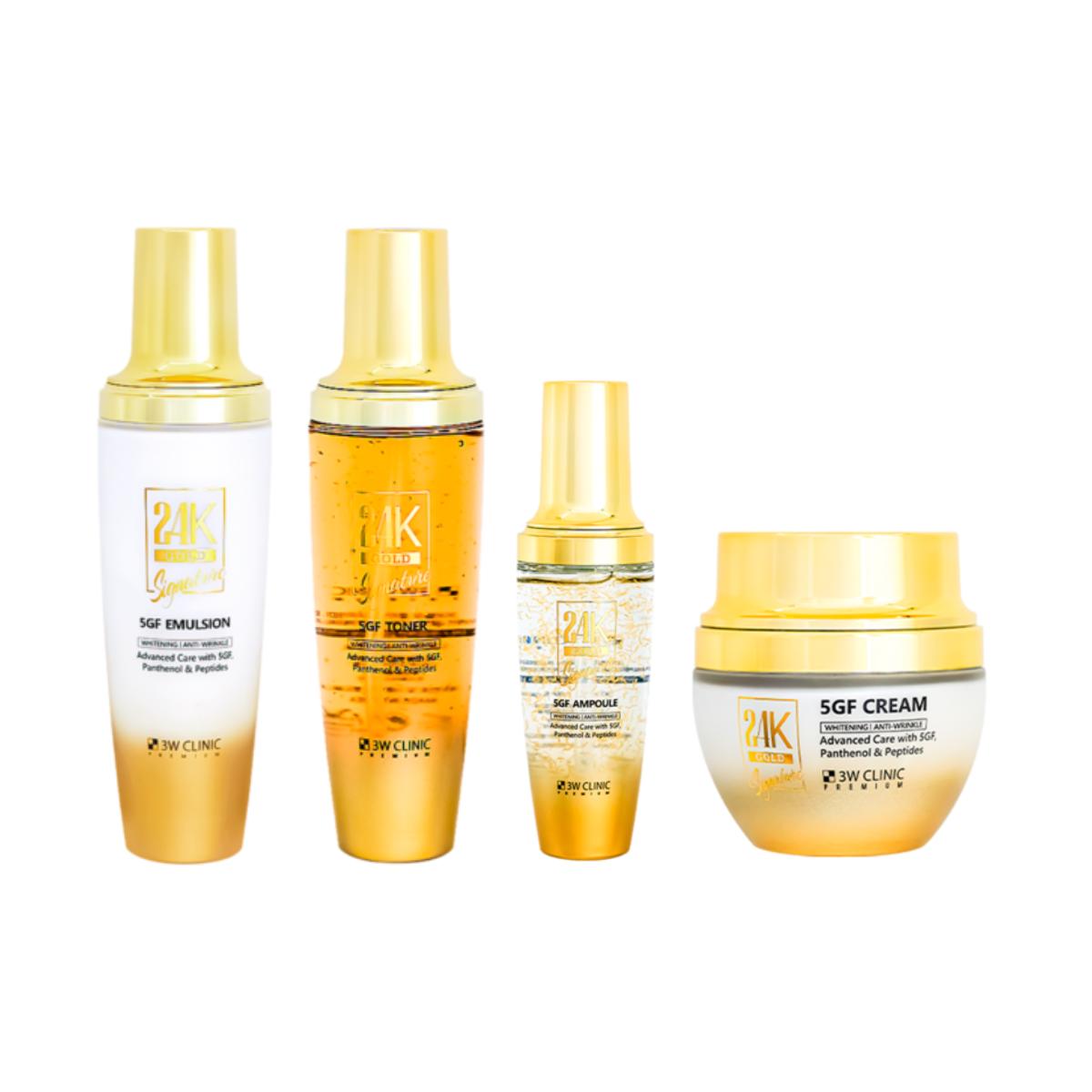 3W Clinic Premium 24K Gold Signature 5GF Skin Care 4-Piece Set Anti-Aging & Firming Routine (Includes Shopping Bag)
3W Clinic Premium 24K Gold Signature 5GF Skin Care 4-Piece Set Anti-Aging & Firming Routine (Includes Shopping Bag)