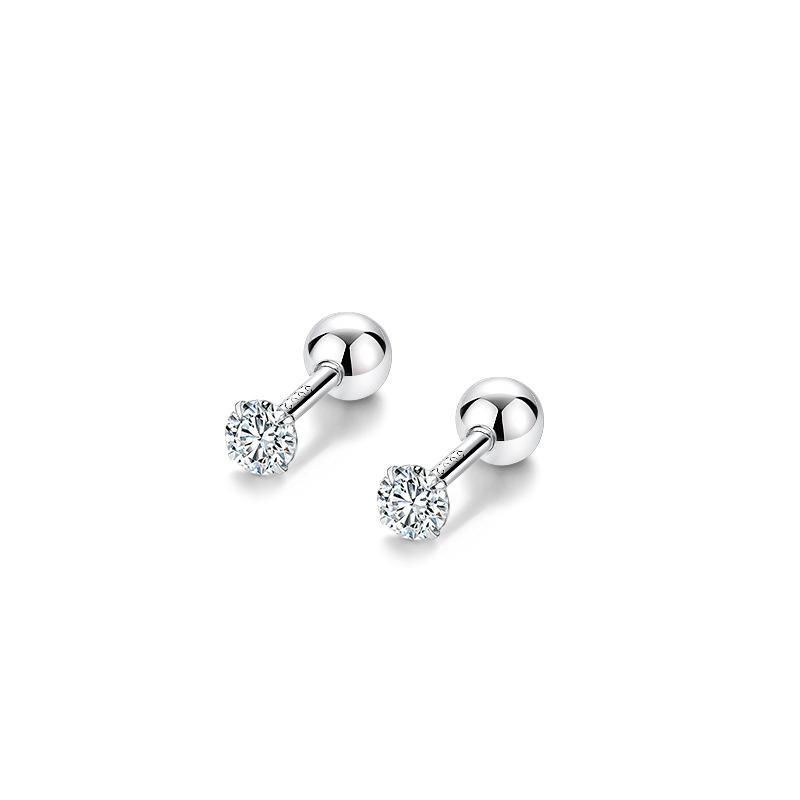999 Sterling Silver Simple White Black Zircon Screw Earrings for Women Exquisite Small Korean Ear Accessories
999 Sterling Silver Simple White Black Zircon Screw Earrings for Women Exquisite Small Korean Ear Accessories