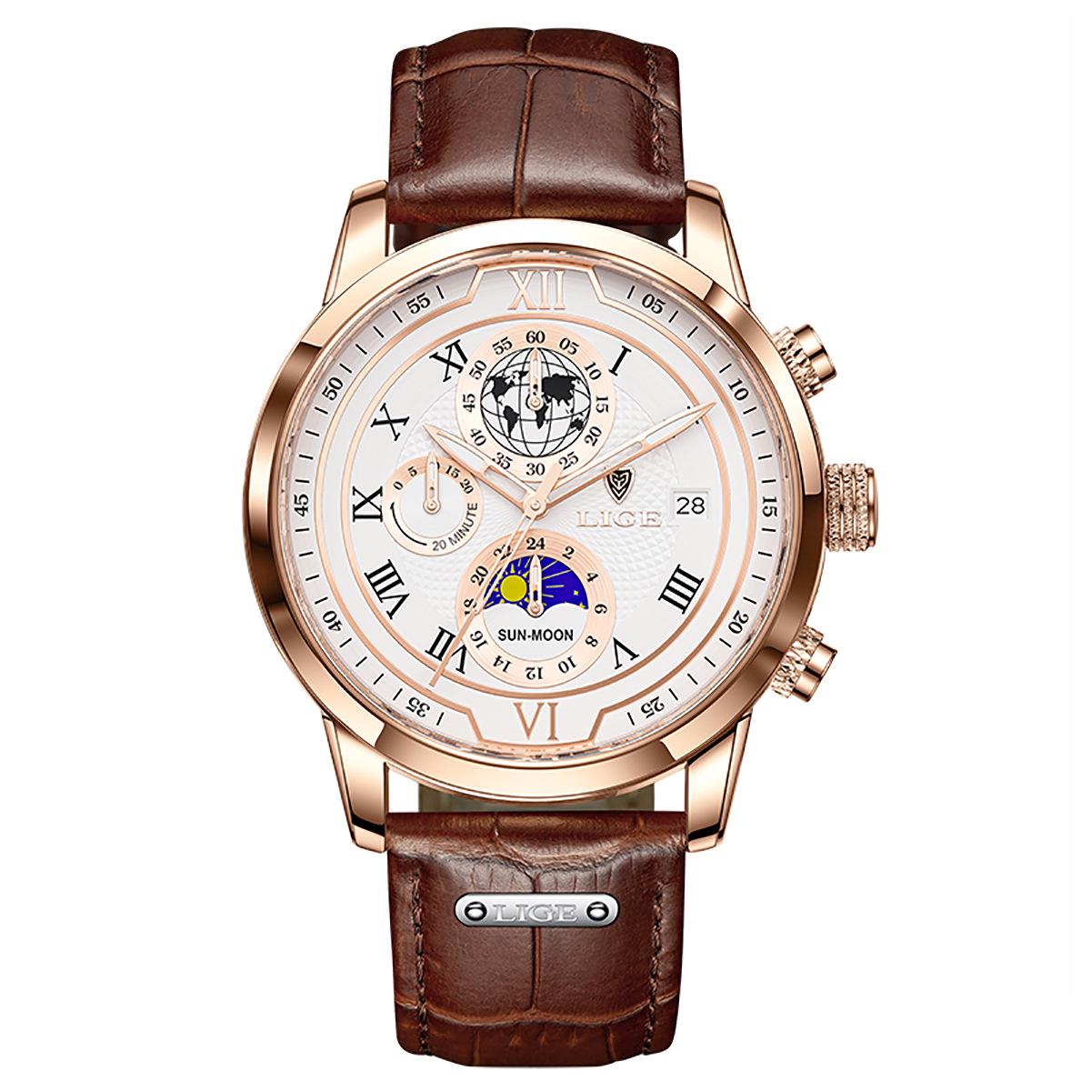 LIGE Men s Quartz Multifunctional Waterproof Watch - Three-Eye Six-Hand Design золотий/Яскраво-рожевий
LIGE Men s Quartz Multifunctional Waterproof Watch - Three-Eye Six-Hand Design золотий/Яскраво-рожевий