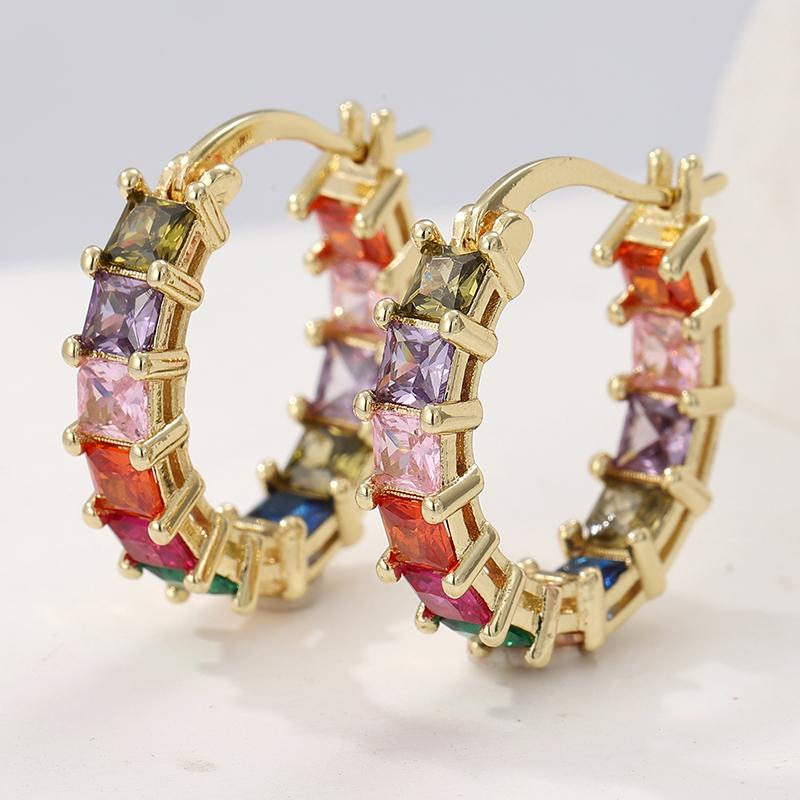 Luxury Gold Color Inlaid Multicolored Zircon Copper Hoop Women s Earrings Exquisite Wedding Party Earrings Woman Fashion Zircon
Luxury Gold Color Inlaid Multicolored Zircon Copper Hoop Women s Earrings Exquisite Wedding Party Earrings Woman Fashion Zircon