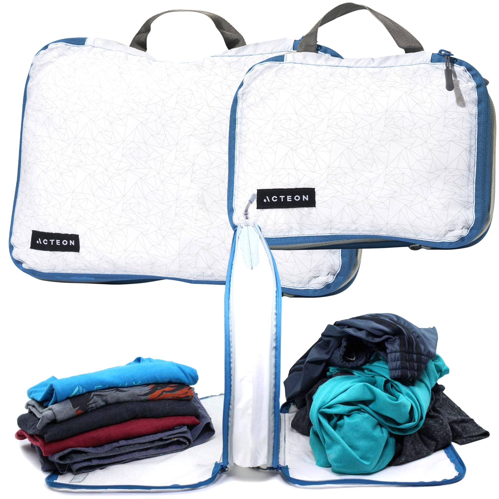 Acteon Packing Cube Compression Bag Packing Pouch Splashproof Material Set of 2 for Travel Business Trip Blue x White
Acteon Packing Cube Compression Bag Packing Pouch Splashproof Material Set of 2 for Travel Business Trip Blue x White