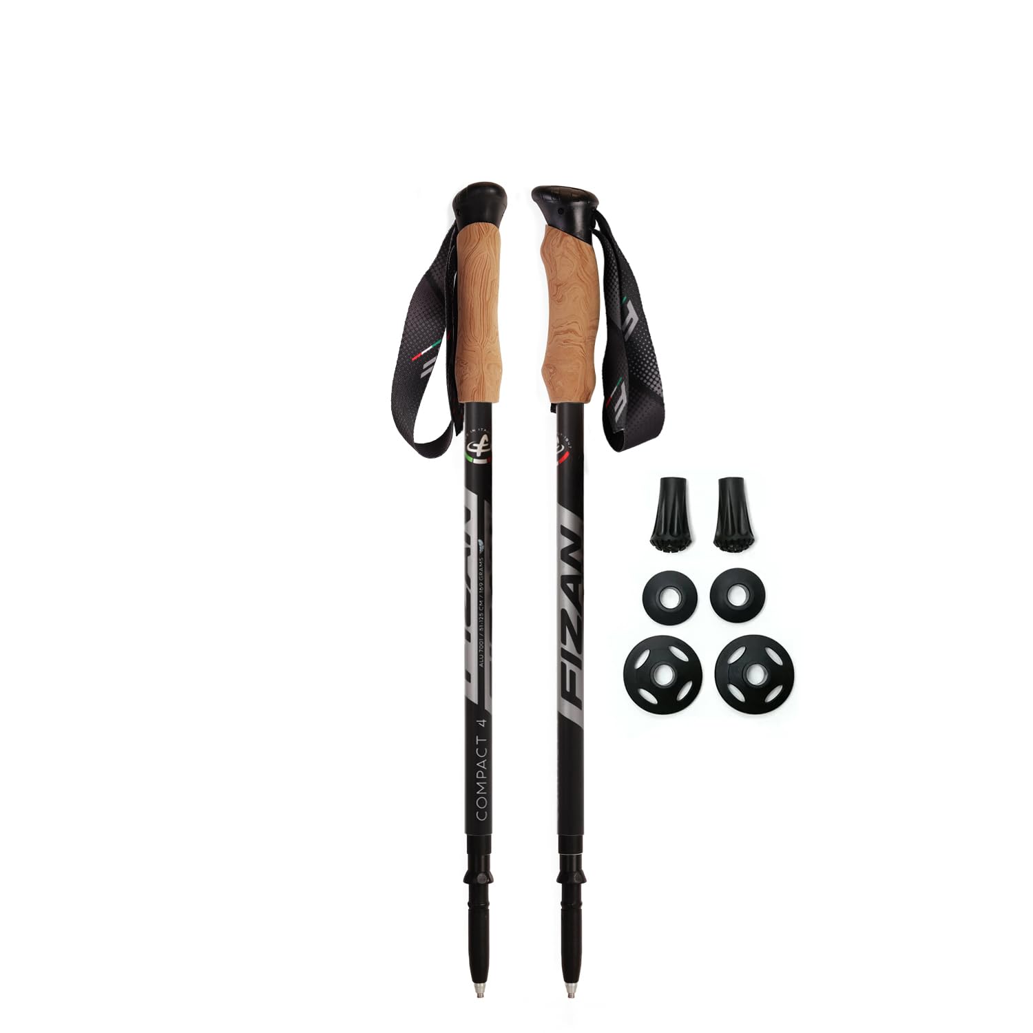FIZAN Compact 4 trekking poles, adjustable, 4-stage, 49-125cm, set of 2, FZ-7105, GRAY
FIZAN Compact 4 trekking poles, adjustable, 4-stage, 49-125cm, set of 2, FZ-7105, GRAY