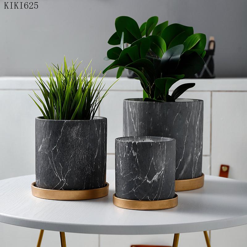 European Style Marbled Cylindrical Ceramic Flowerpot with Golden Tray Household Succulents Potted Gardening Garden Decoration 11CM
European Style Marbled Cylindrical Ceramic Flowerpot with Golden Tray Household Succulents Potted Gardening Garden Decoration 11CM