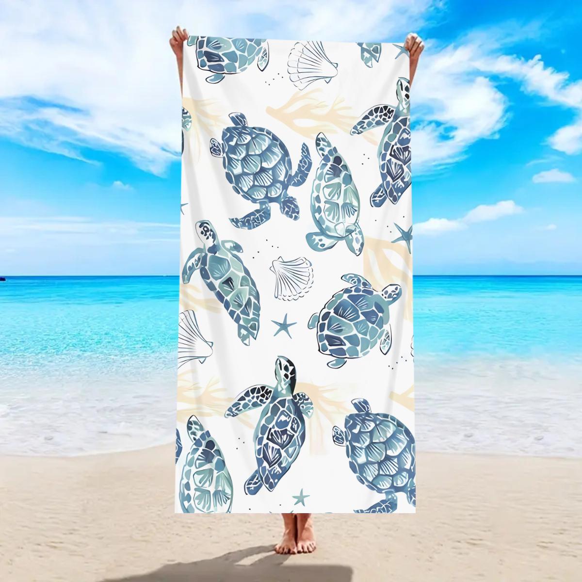 1pc ocean element large beach towel, sea turtle, starfish, shell printed quick drying absorbent beach towel W40*H60(CM)
1pc ocean element large beach towel, sea turtle, starfish, shell printed quick drying absorbent beach towel W40*H60(CM)