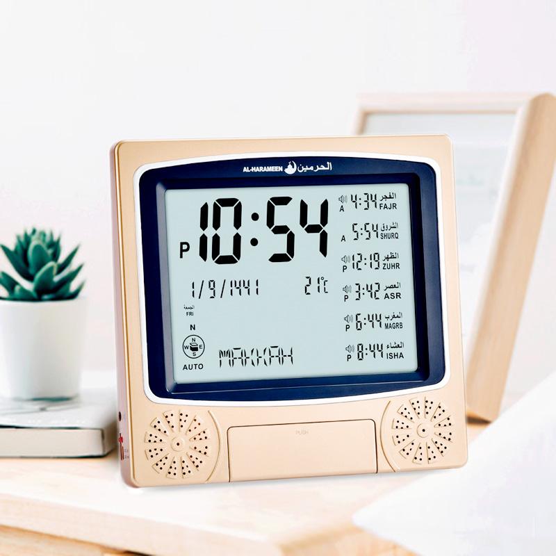 Clock Wall Table Azan Hour with Big Screen Iqamah Hijri Calendar Daily Alarm HD Adhan Sound Qibla Compass Audio Out
Clock Wall Table Azan Hour with Big Screen Iqamah Hijri Calendar Daily Alarm HD Adhan Sound Qibla Compass Audio Out