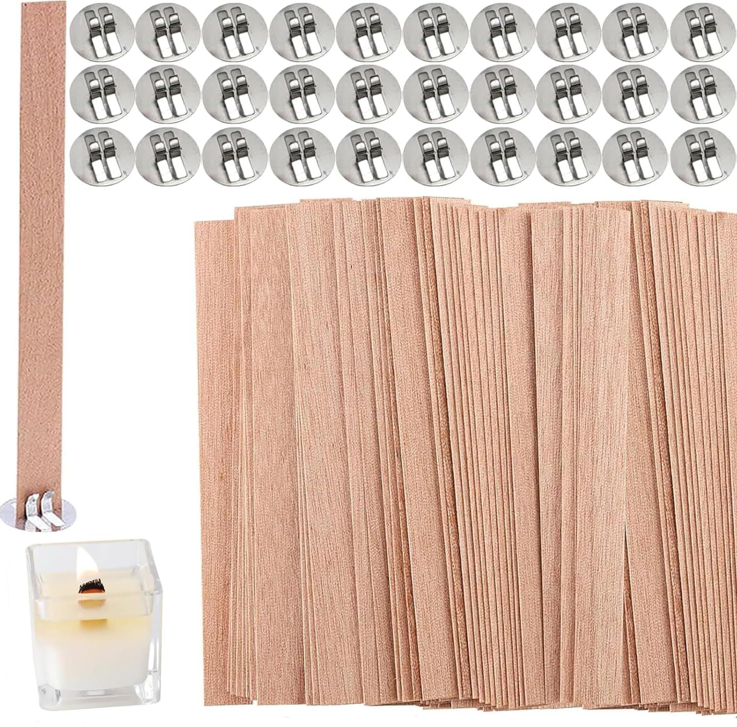 GenPick Wood Wick Candle with Iron for 130mm x Smokeless Natural Compatible with Aromatherapy DIY Wood Wick Candle Bases Wicks, 30-Pack, Stand,
GenPick Wood Wick Candle with Iron for 130mm x Smokeless Natural Compatible with Aromatherapy DIY Wood Wick Candle Bases Wicks, 30-Pack, Stand,