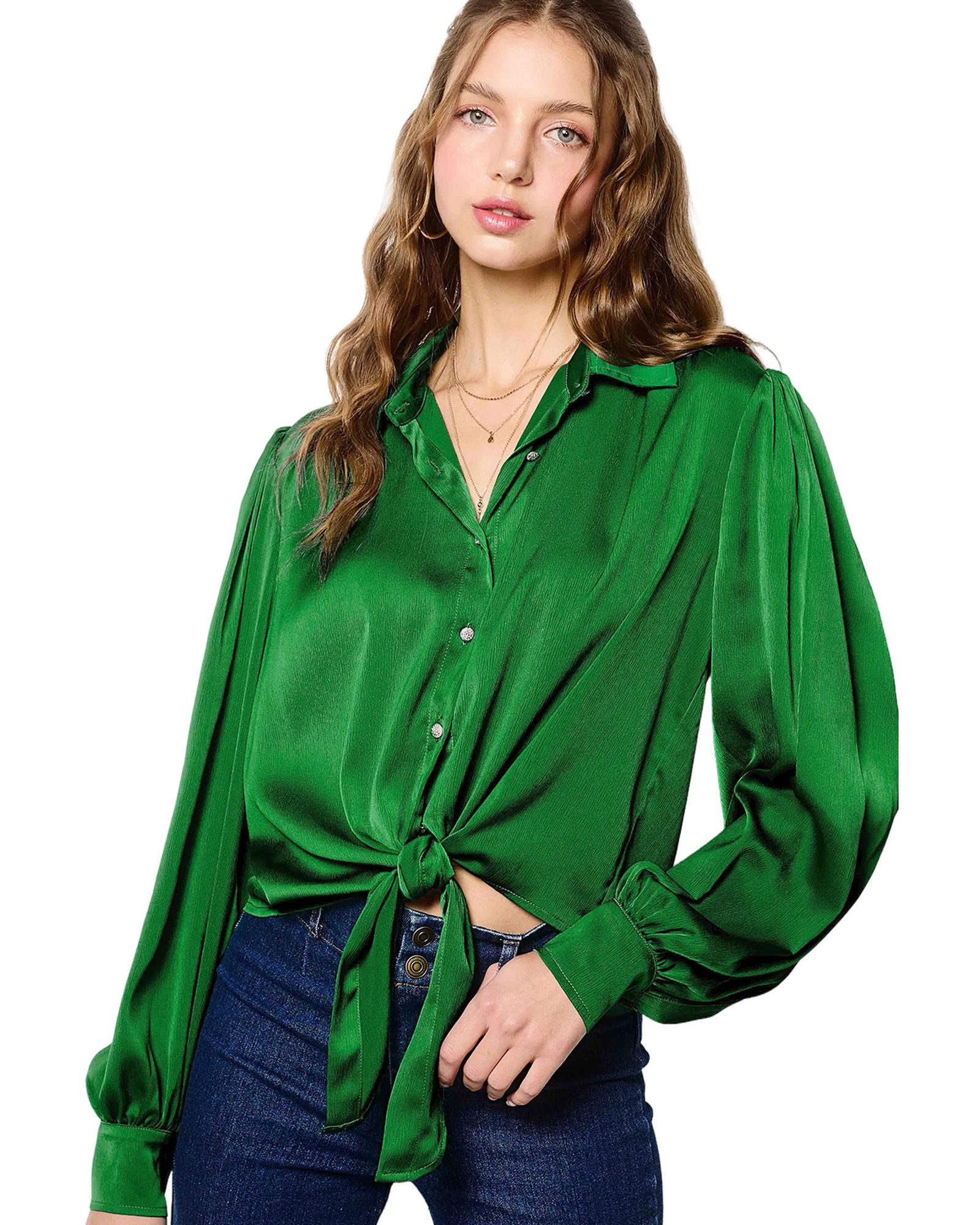 Azura Exchange Dark Green Solid Color Flowy Balloon Sleeve Tie Front Buttoned Shirt M темно-зелений колір
Azura Exchange Dark Green Solid Color Flowy Balloon Sleeve Tie Front Buttoned Shirt M темно-зелений колір
