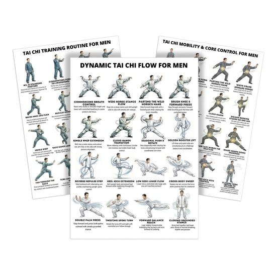 Yousheng 3Pcs Men Tai Chi Training Plan Guide for Posture Correction And Pain Relief Core Strength Flexibility Muscle Endurance Poster No Impact Sets
Yousheng 3Pcs Men Tai Chi Training Plan Guide for Posture Correction And Pain Relief Core Strength Flexibility Muscle Endurance Poster No Impact Sets