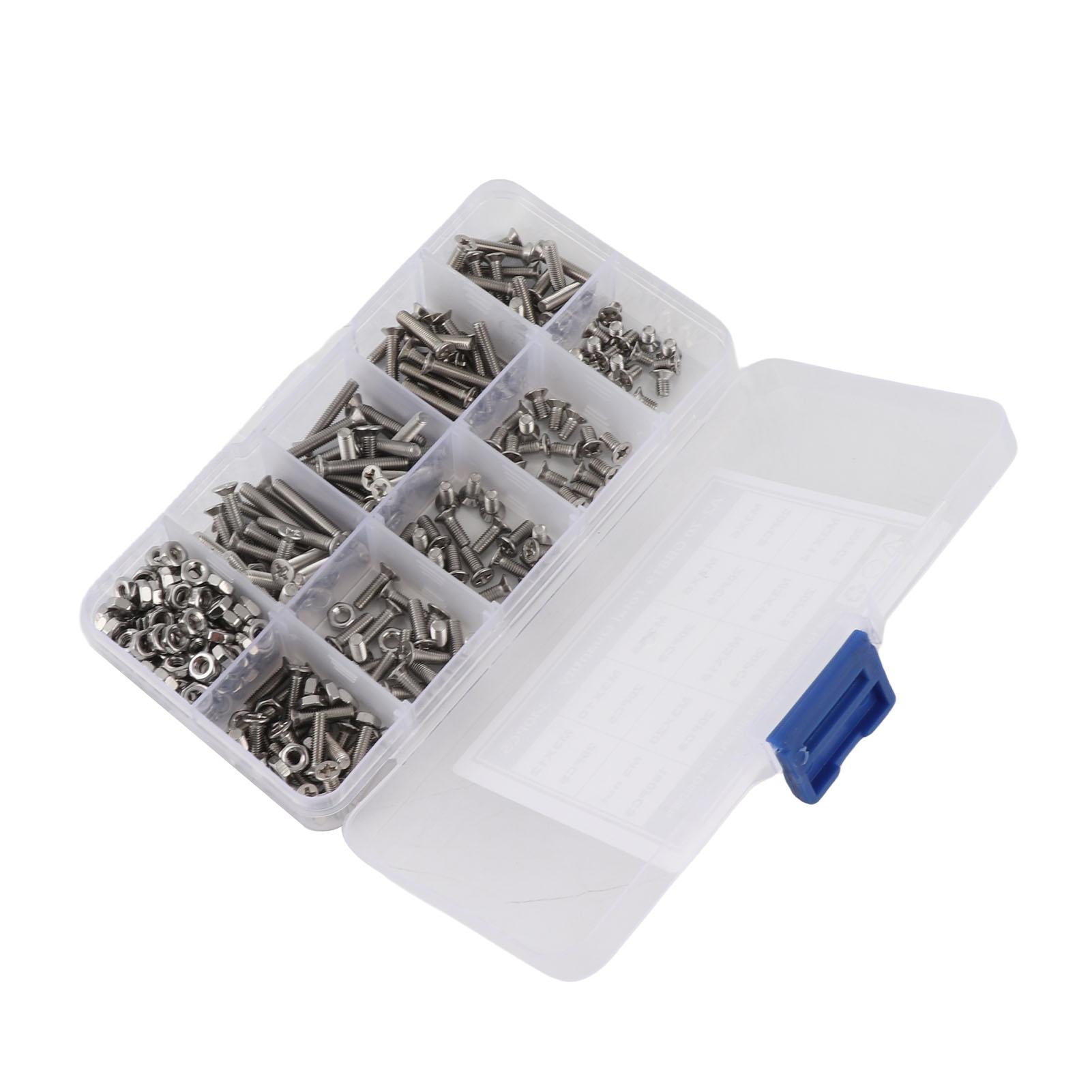 Набор из 340 штук винтов М3 из нержавеющей стали с крестообразным шлицем и плоской головкой потай
Набор из 340 штук винтов М3 из нержавеющей стали с крестообразным шлицем и плоской головкой потай