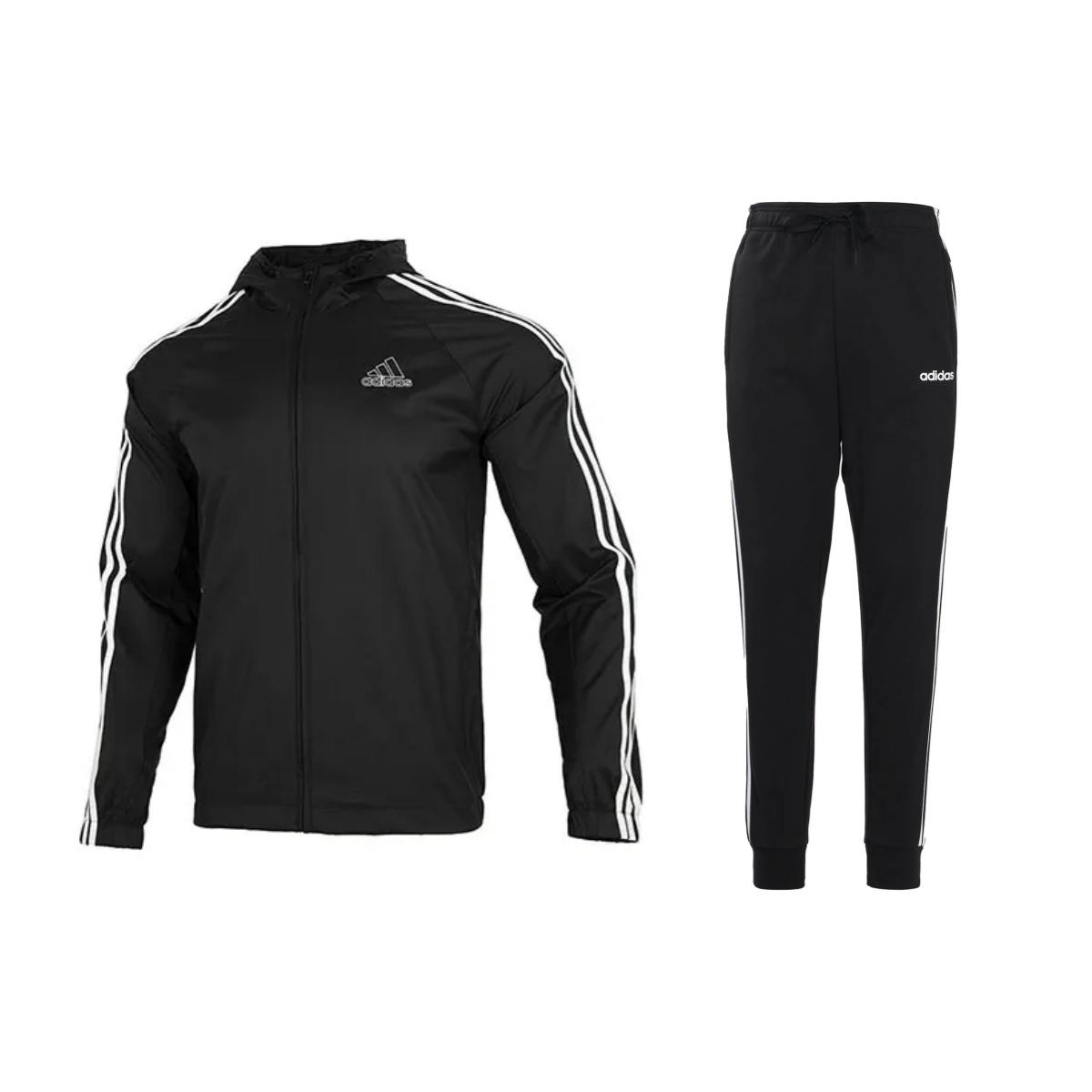 Adidas Woven Hooded Jacket Retro Knitted Cuff Striped Tapered Jogger Set Men Activewear Black HE4322+DU0468 S
Adidas Woven Hooded Jacket Retro Knitted Cuff Striped Tapered Jogger Set Men Activewear Black HE4322+DU0468 S