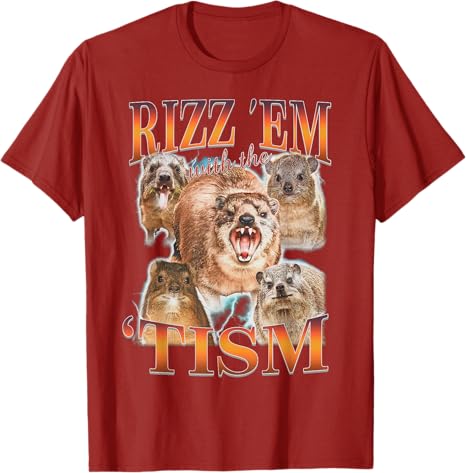 Autism Funny Rizz Em with The Tism Meme Autistic Hyrax TShirt Cute Animal Print Graphic Outfit Summer Fashion Streetwear Unisex S
Autism Funny Rizz Em with The Tism Meme Autistic Hyrax TShirt Cute Animal Print Graphic Outfit Summer Fashion Streetwear Unisex S
