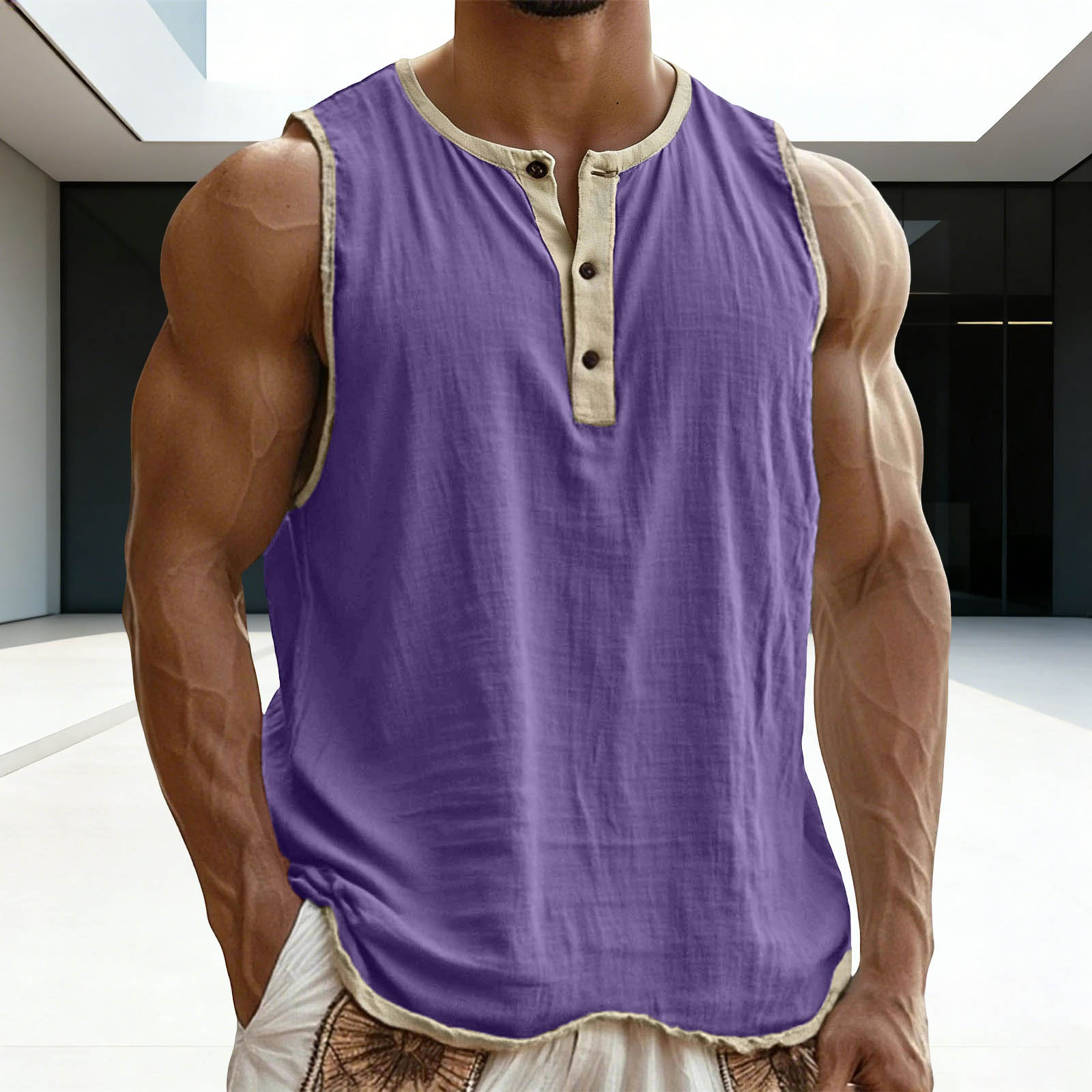 Men’s Sleeveless Henley Tank Top Casual Loose Fit Muscle Shirt Lightweight Button Front Summer Vest Top XXL фіолетовий
Men’s Sleeveless Henley Tank Top Casual Loose Fit Muscle Shirt Lightweight Button Front Summer Vest Top XXL фіолетовий