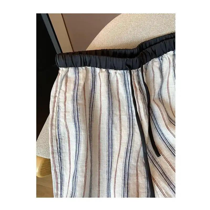 Японские полосатые брюки с кулиской, эластичной талией и широкими штанинами, свободные, стройнящие, из хлопка и льна, прямые, повседневные, модные L бежевый
Японские полосатые брюки с кулиской, эластичной талией и широкими штанинами, свободные, стройнящие, из хлопка и льна, прямые, повседневные, модные L бежевый