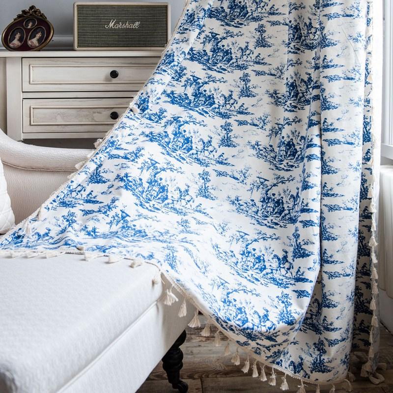 American Rural Idyllic Style Curtains Cotton Linen Printed Tassel Home Decoration Drapes Kitchen Living Room Bedroom Curtains W150 x H160cm&Threading Rod
American Rural Idyllic Style Curtains Cotton Linen Printed Tassel Home Decoration Drapes Kitchen Living Room Bedroom Curtains W150 x H160cm&Threading Rod
