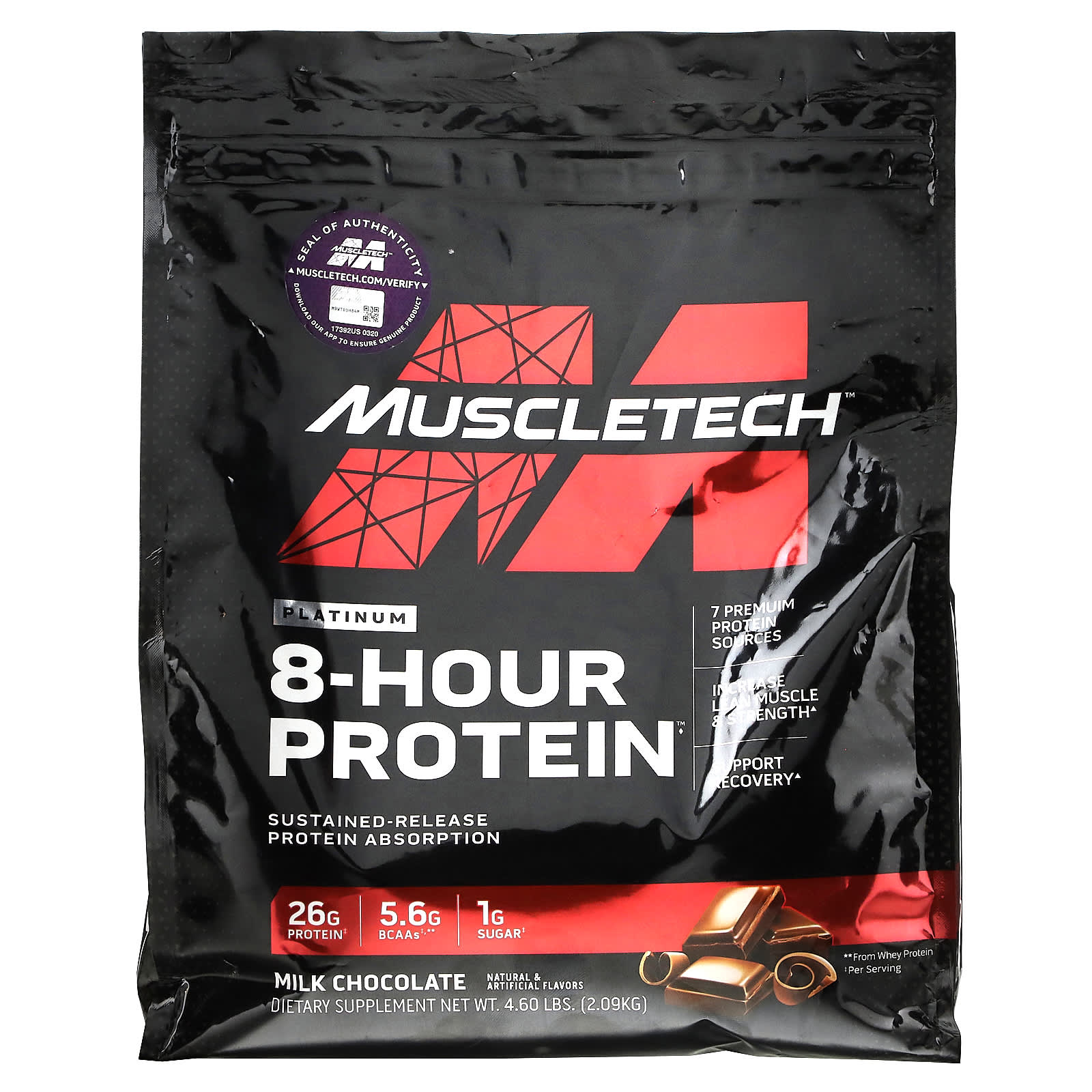 MuscleTech, Platinum 8-Hour Protein, Milk Chocolate Flavor, 4.6 lb (2.09 kg)
MuscleTech, Platinum 8-Hour Protein, Milk Chocolate Flavor, 4.6 lb (2.09 kg)