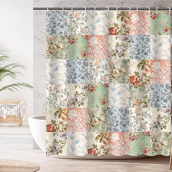 Boho Shower Curtain - Pink Floral Patchwork With 12 Hooks - Mid-Century Flowers Vintage Retro Bath Curtain For Boho Floral Bath розовый
Boho Shower Curtain - Pink Floral Patchwork With 12 Hooks - Mid-Century Flowers Vintage Retro Bath Curtain For Boho Floral Bath розовый