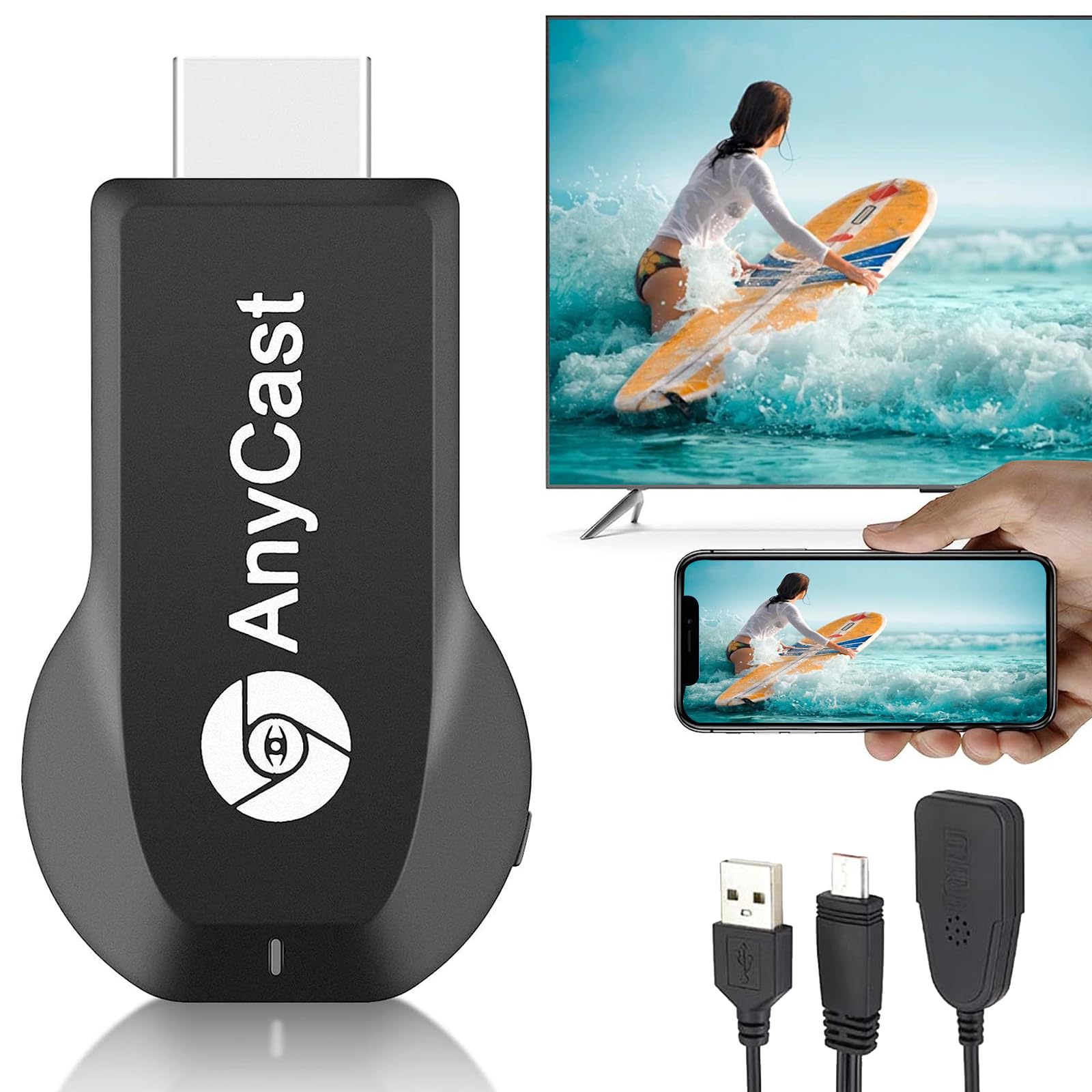 OULEKE HDMI Mirror Cast Improved Screen Wireless Mirroring Chrome Cast Compatible with iPhone Android Easy to connect Mirror your smartphone screen on чорний
OULEKE HDMI Mirror Cast Improved Screen Wireless Mirroring Chrome Cast Compatible with iPhone Android Easy to connect Mirror your smartphone screen on чорний