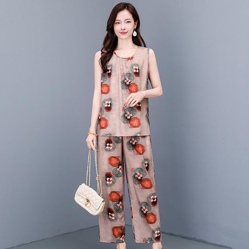 Women s Summer Sleeveless Printed Cotton-Silk Suit, Loose Fit, Two-Piece Set with Wide-Leg Pants for Home or Outer Wear. XXXL
Women s Summer Sleeveless Printed Cotton-Silk Suit, Loose Fit, Two-Piece Set with Wide-Leg Pants for Home or Outer Wear. XXXL