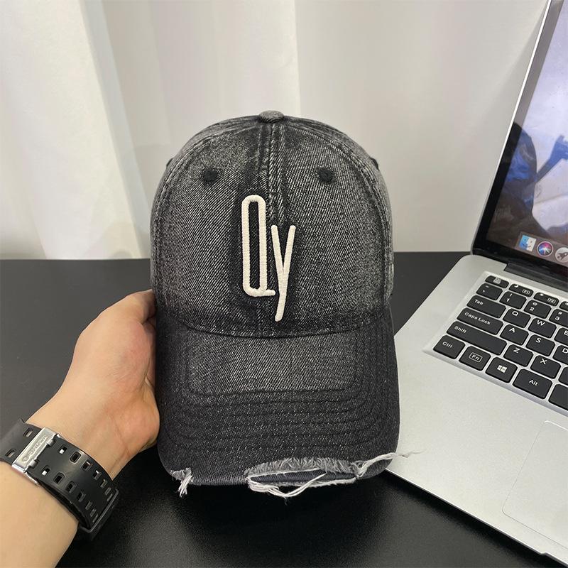 Washed denim hat for men, Korean style vintage sunshade baseball cap, fashionable and versatile, embroidered soft-top distressed duckbill cap for 811CH Black QY Denim
Washed denim hat for men, Korean style vintage sunshade baseball cap, fashionable and versatile, embroidered soft-top distressed duckbill cap for 811CH Black QY Denim