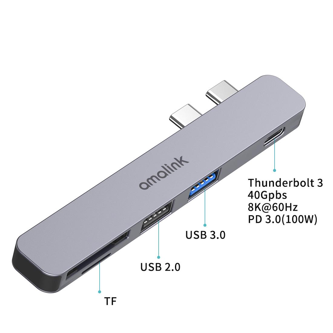 AMALINK AL-9177D Multi-port Hub Dual Type C to Thunderbolt 3 USB 2.0 3.0 Converter TF Card Reader Adapter As Shown A
AMALINK AL-9177D Multi-port Hub Dual Type C to Thunderbolt 3 USB 2.0 3.0 Converter TF Card Reader Adapter As Shown A