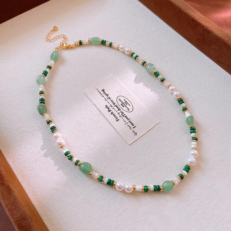 Роскошное ожерелье из натурального камня и жемчуга: Ретро китайская ключичная цепочка