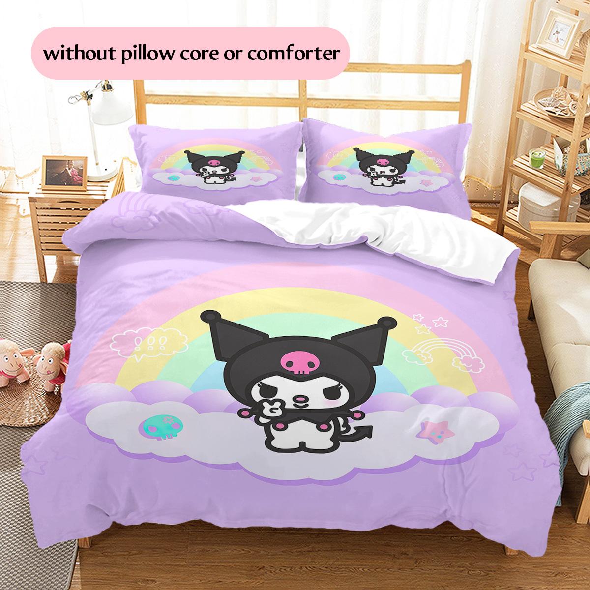 Kuromi Pattern Bedding Quilt Set Home Decoration Gift (1 * duvet cover + 2 * pillowcase without core) 135x200cm
Kuromi Pattern Bedding Quilt Set Home Decoration Gift (1 * duvet cover + 2 * pillowcase without core) 135x200cm