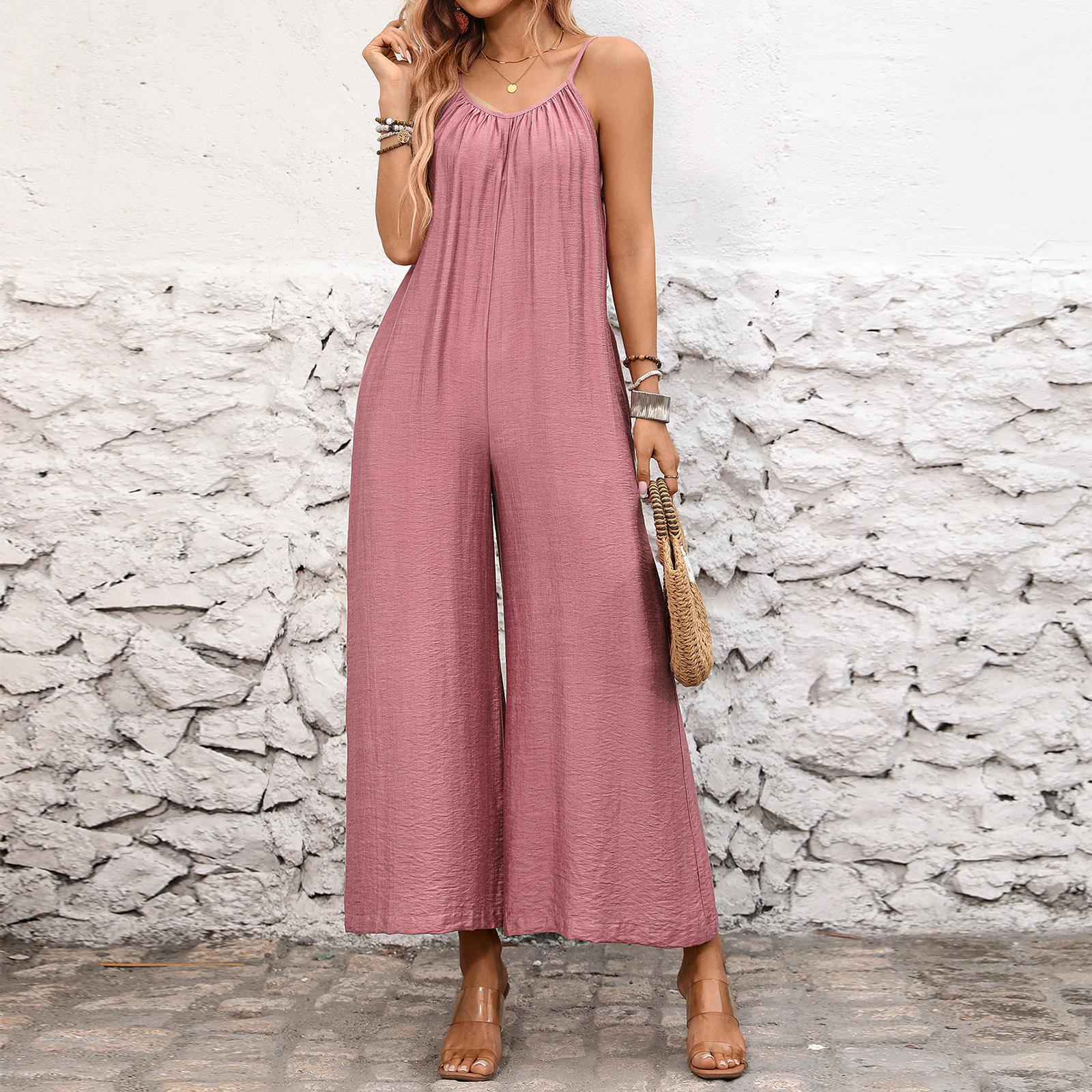 Women’s Loose Fit Adjustable Spaghetti Strap Wide Leg Jumpsuit Lightweight Flowy Overalls for Casual Wear L рожевий
Women’s Loose Fit Adjustable Spaghetti Strap Wide Leg Jumpsuit Lightweight Flowy Overalls for Casual Wear L рожевий
