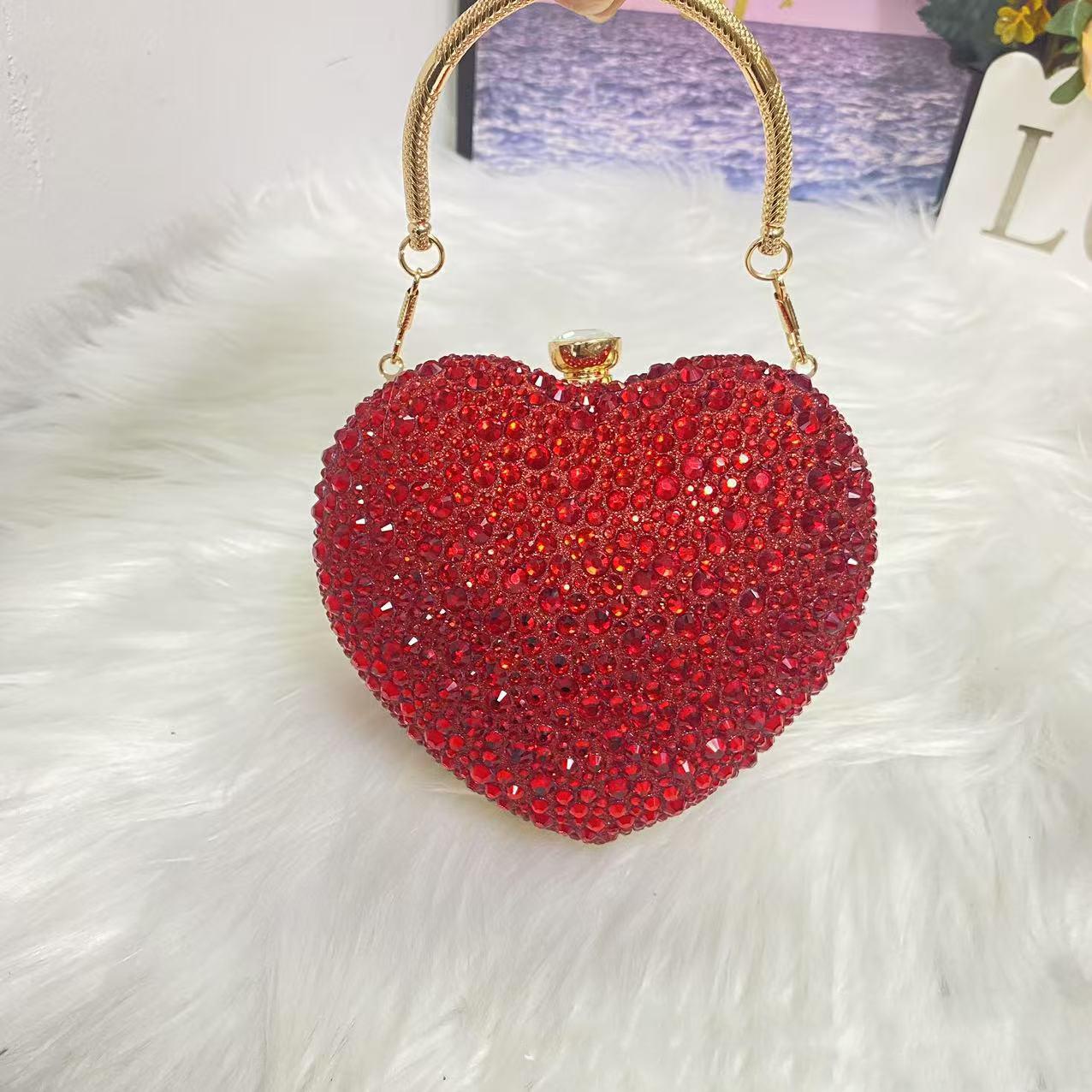 Luxury Heart Shape Diamond Crystal Evening Clutch Purse Stones Rhinestone Mini Handbag for Wedding Party Shoulder Bag Handle 14cmX11cmX7cm
Luxury Heart Shape Diamond Crystal Evening Clutch Purse Stones Rhinestone Mini Handbag for Wedding Party Shoulder Bag Handle 14cmX11cmX7cm