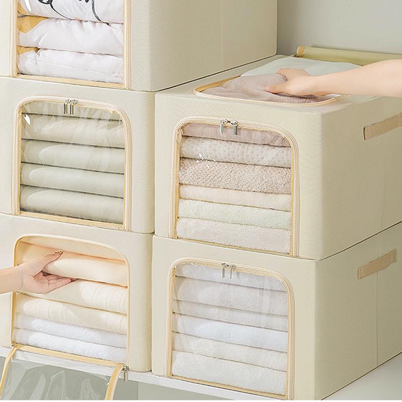 35L Clear Window Storage Box Oxford Cloth Steel Frame Foldable Closet Organizer Khaki
35L Clear Window Storage Box Oxford Cloth Steel Frame Foldable Closet Organizer Khaki