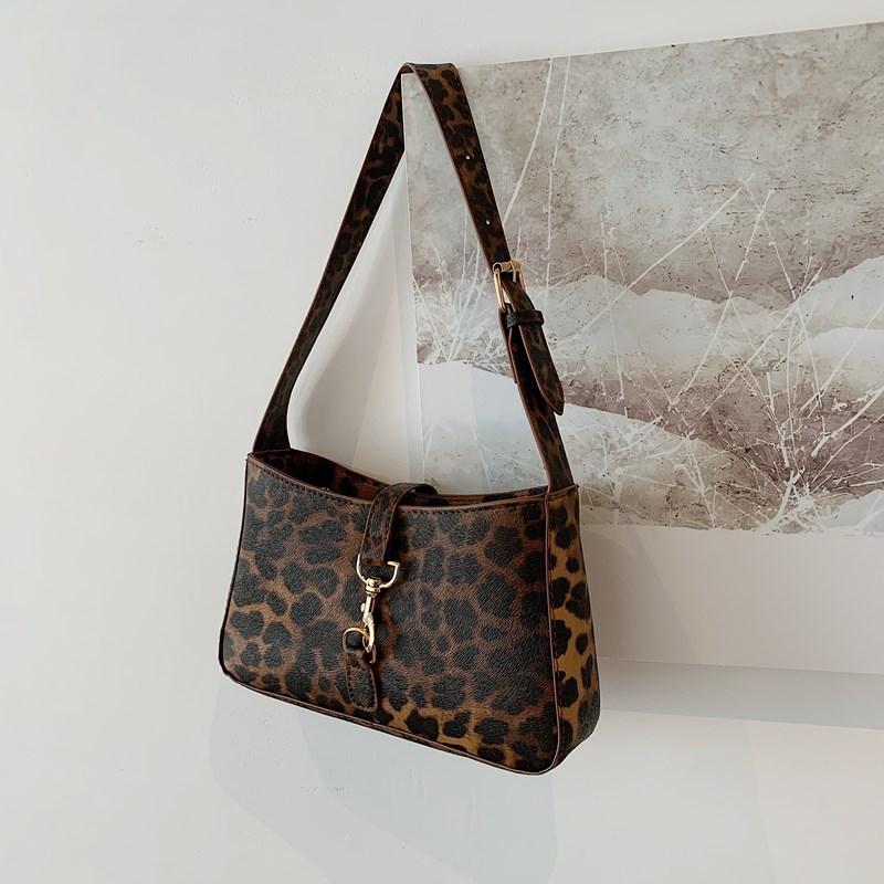 Премиальная ретро сумка-багет с леопардовым принтом женская 2025 новая модная сумка на плечо ручная сумка-мессенджер в стиле Spice girl коричневый