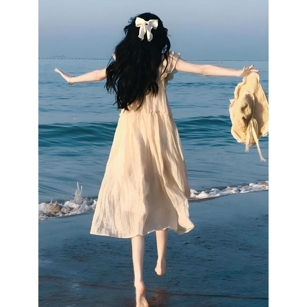 Women s summer new gentle wind loose women s thin long dress sweet white moonlight retro small flying sleeves apricot dress XL- (recommended 110-60kg)
Women s summer new gentle wind loose women s thin long dress sweet white moonlight retro small flying sleeves apricot dress XL- (recommended 110-60kg)
