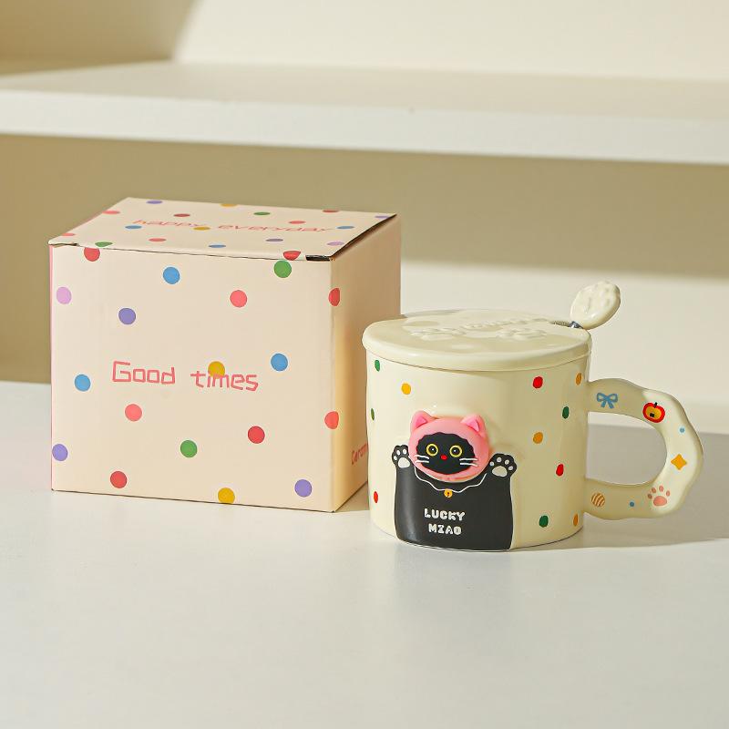Милая керамическая кружка с кошкой, крышкой и ложкой, чашка для кофе и воды, парная чашка, сувенирный подарок, высокий внешний вид 301-400ml
Милая керамическая кружка с кошкой, крышкой и ложкой, чашка для кофе и воды, парная чашка, сувенирный подарок, высокий внешний вид 301-400ml