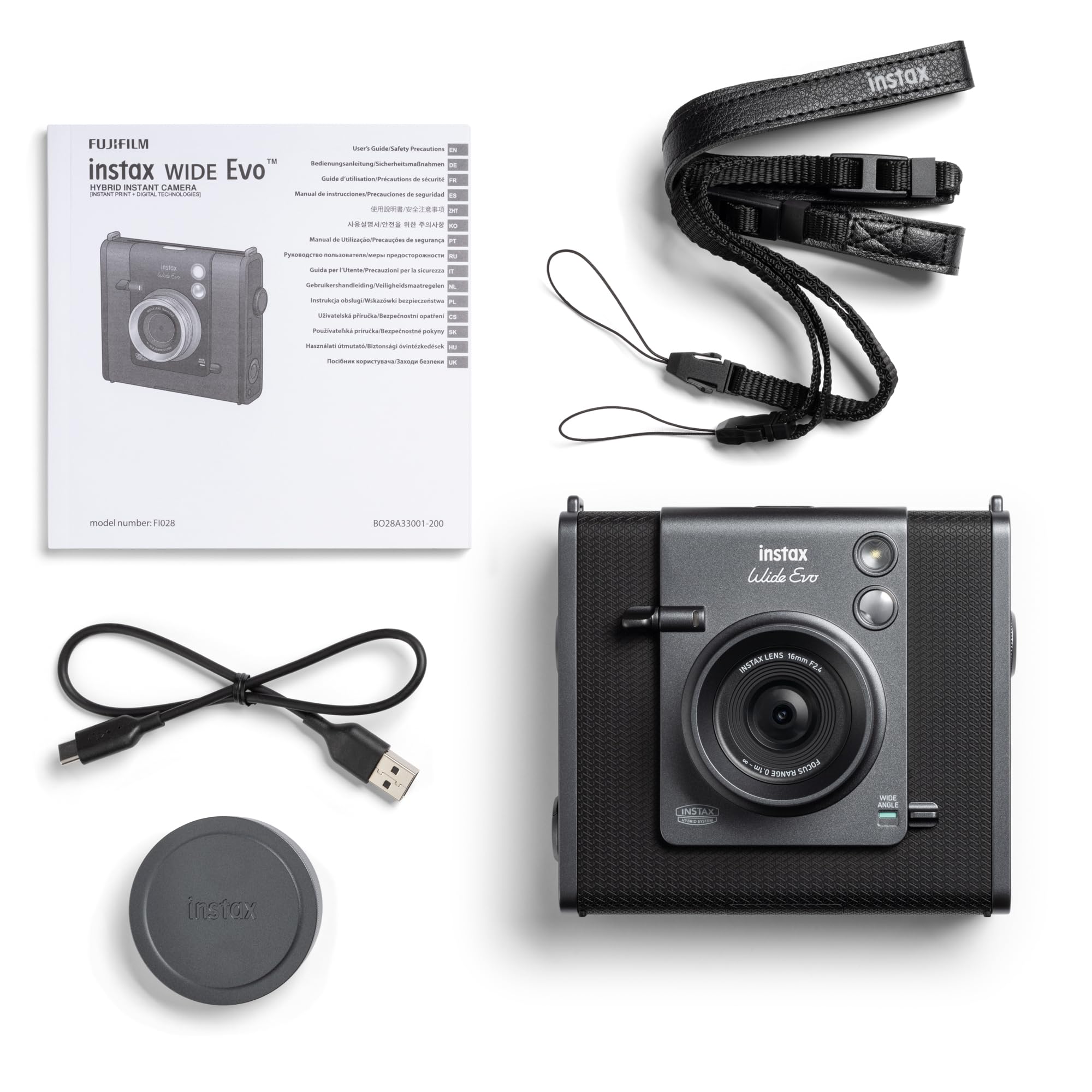 Гібридна камера миттєвої зйомки FUJIFILM Instax Evo, чорна, ширококутна, INS WIDE EVO, чорна (Камера/принтер для смартфона/цифрова камера)
Гібридна камера миттєвої зйомки FUJIFILM Instax Evo, чорна, ширококутна, INS WIDE EVO, чорна (Камера/принтер для смартфона/цифрова камера)